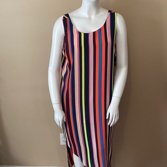 Project Runway Striped Maxi Dress- Asymmetrical -Size XXL - Picture 2 of 13